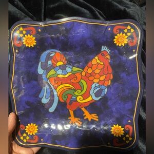Colorful Rooster Decorative Plate set of 2
